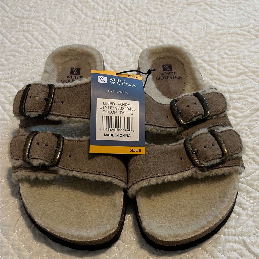 White Mountain Taupe Double Buckle Sandals